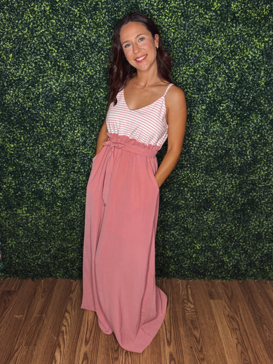 The Blush Stripe Maxi Dress