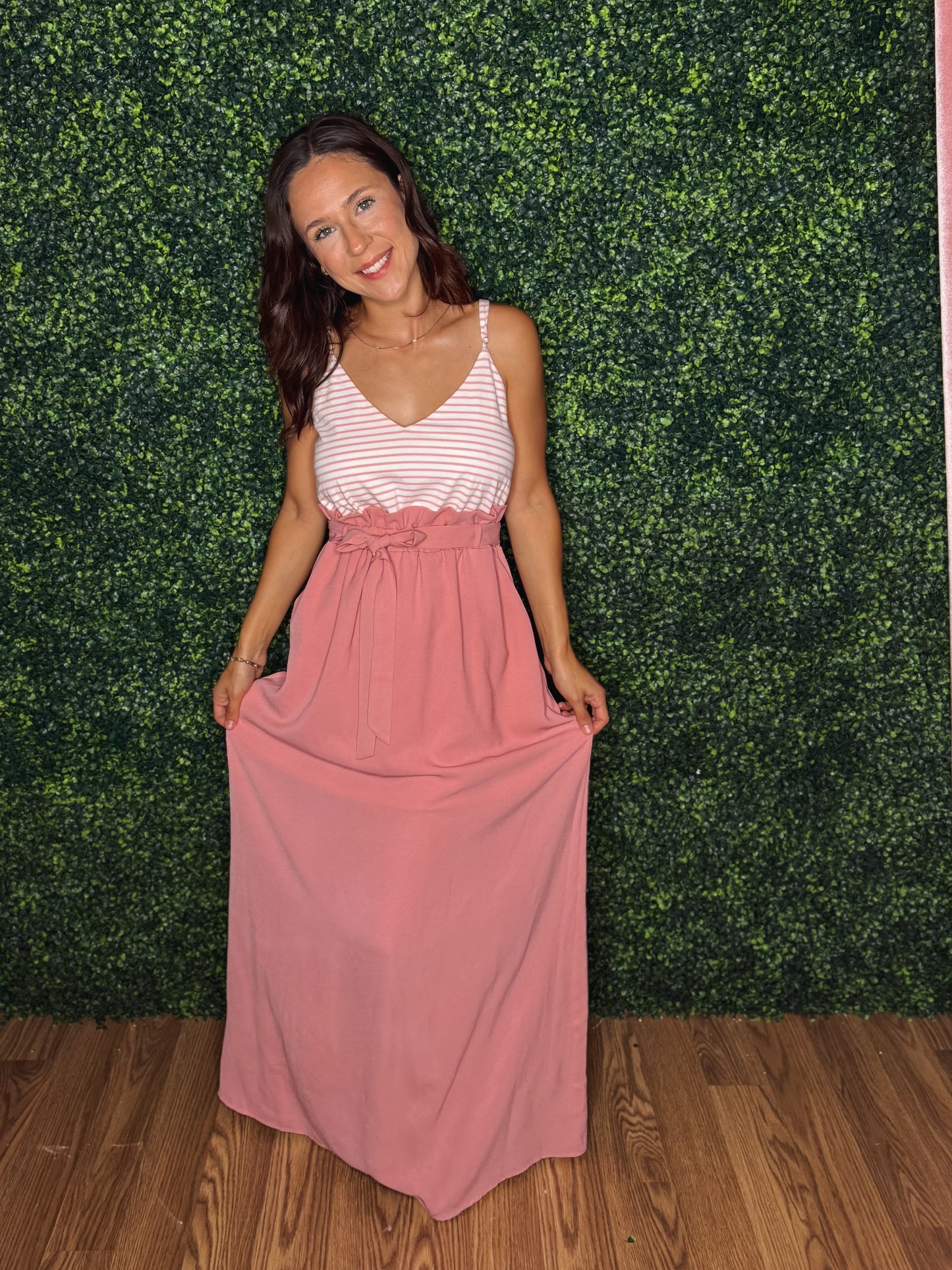 The Blush Stripe Maxi Dress