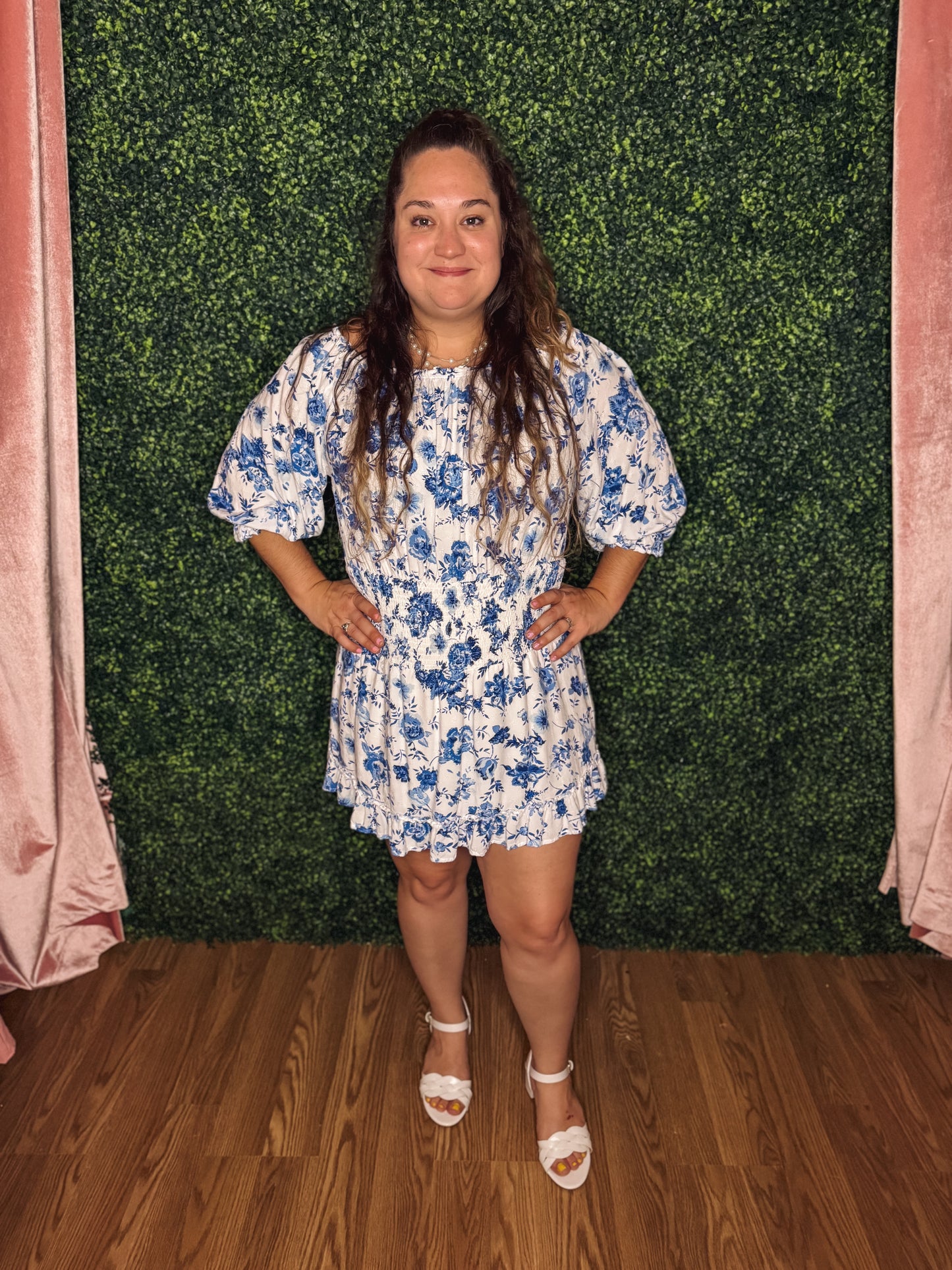 Blue Blossom Smocked Dress