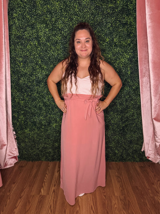 The Blush Stripe Maxi Dress
