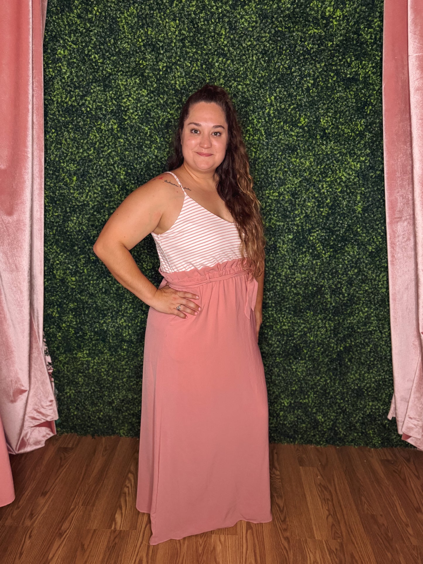 The Blush Stripe Maxi Dress