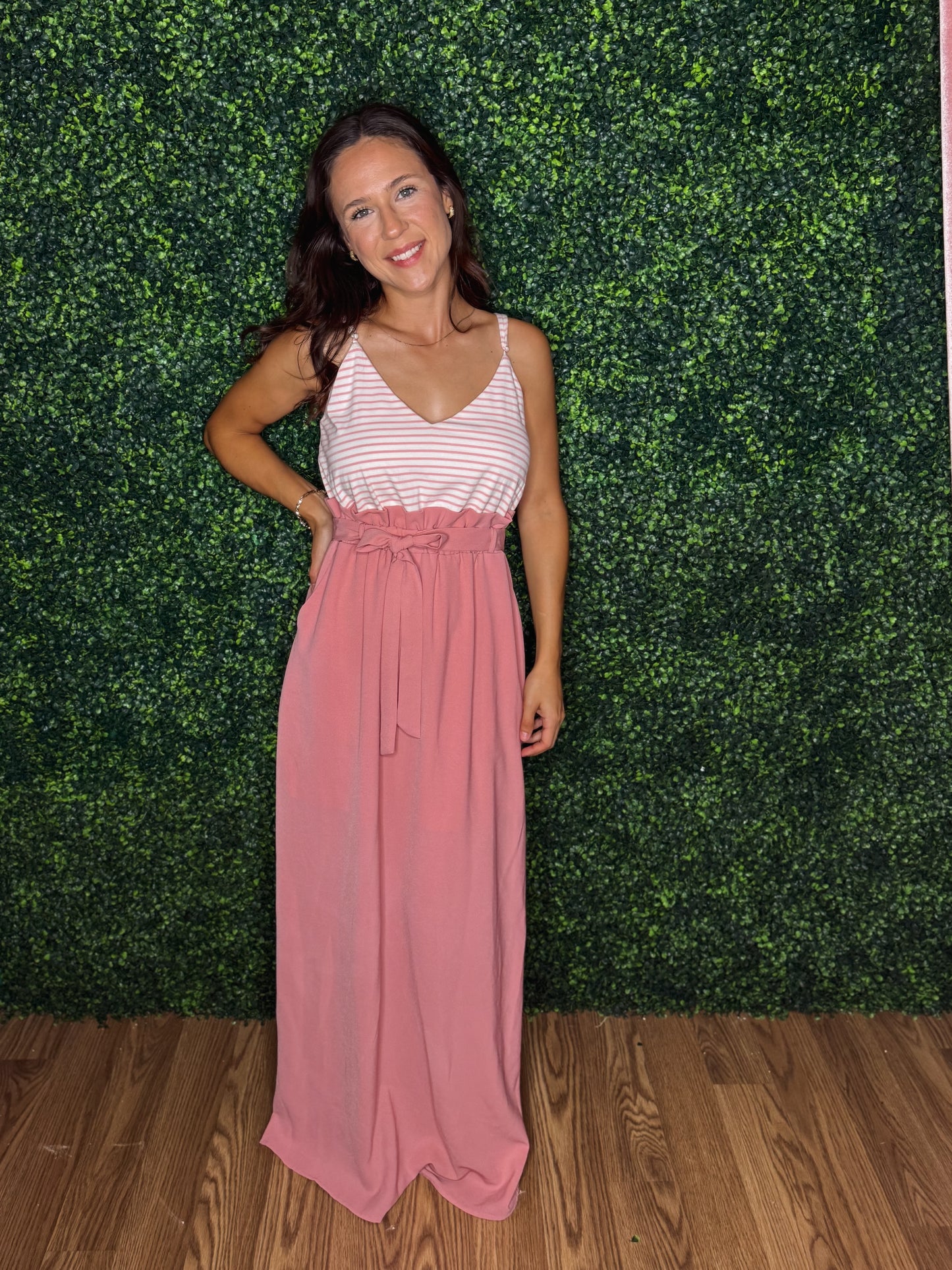 The Blush Stripe Maxi Dress
