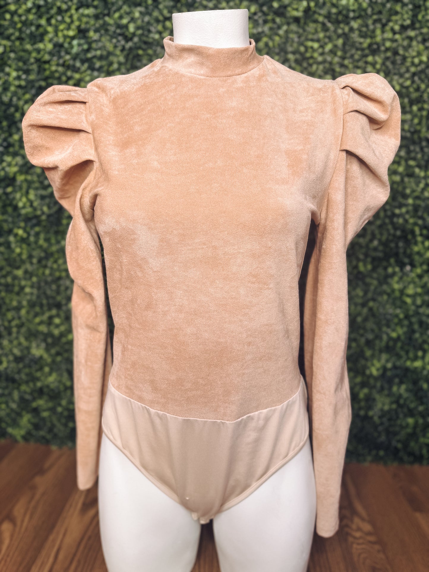 Velvet Glow Puff Sleeve Bodysuit