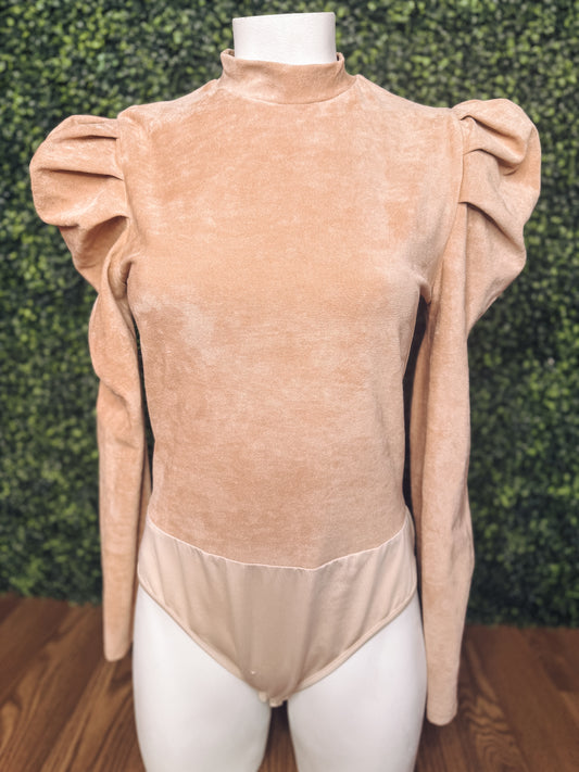 Velvet Glow Puff Sleeve Bodysuit