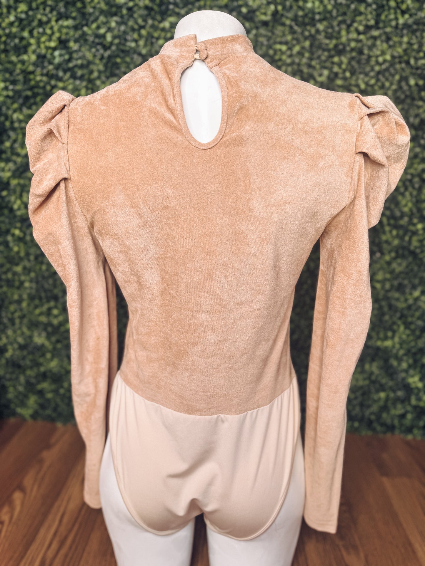 Velvet Glow Puff Sleeve Bodysuit