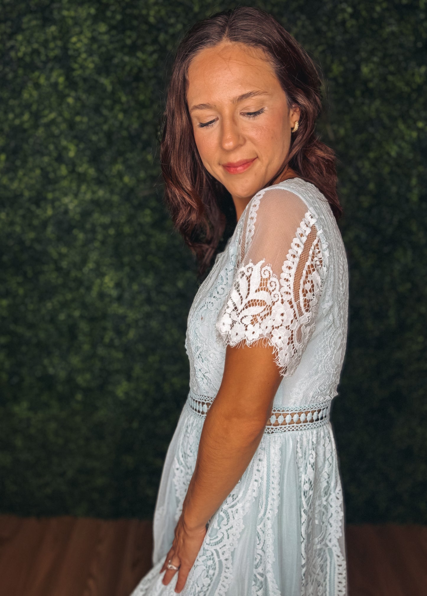 Serenity Lace Maxi Dress – Misty Blue